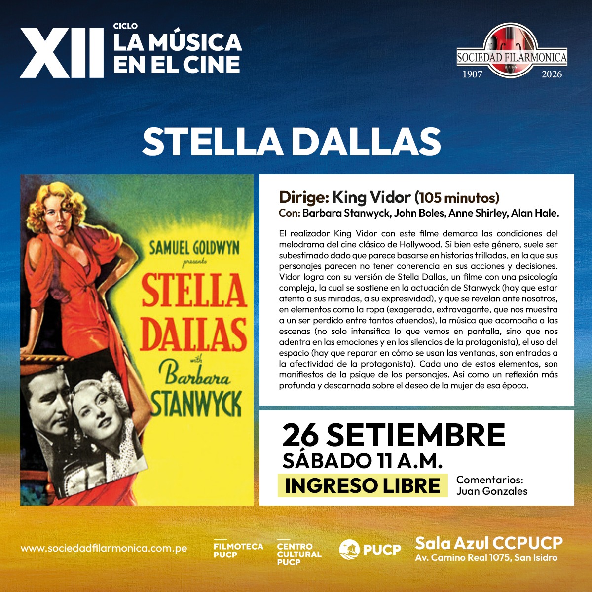 Musica en el Cine 26 octubre